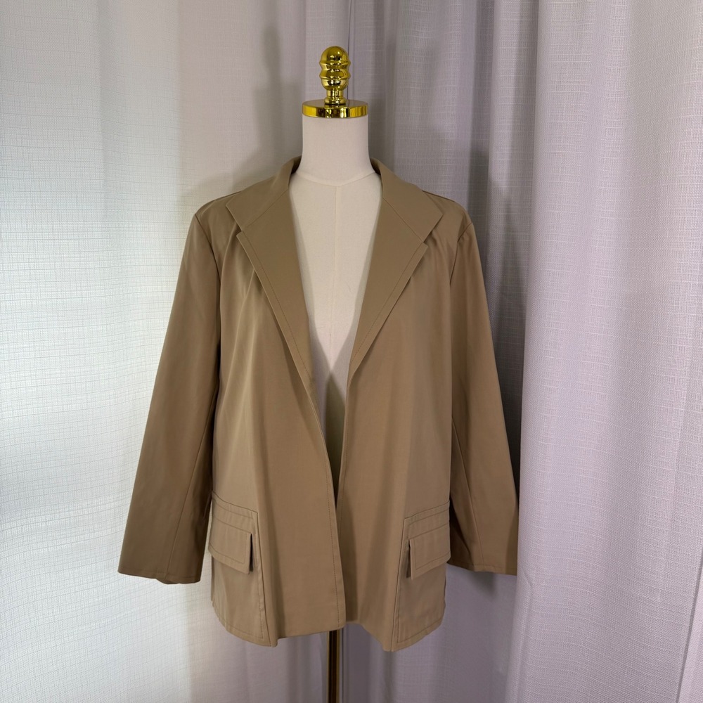 NEW Lafayette 148 New York Open Front Blazerβ Jacket Sandalwood Tan XXL $548